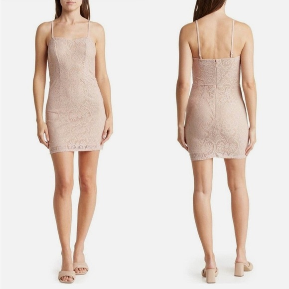 NWOT Dress The Polulation Leanne Lace Mini Dress in Blush-Tagged XL fits like M‎ - Picture 1 of 14
